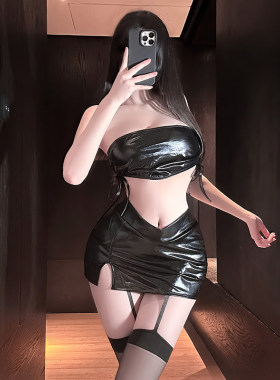 性感抹胸机车风特工包臀裙制服