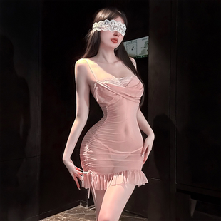 纯欲吊带包臀少妇连衣裙制服情qu内衣性感透视免脱小妈裙睡衣套装