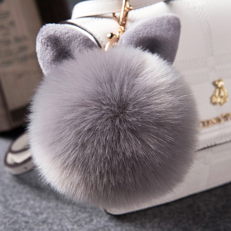 pompom de fourrure fluffy Bag CDharms bunny keychain Keyring