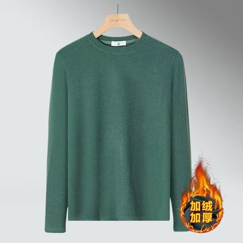 德绒恒温保暖内衣加绒加厚内搭男士打底衫半高领纯色长袖t恤秋衣