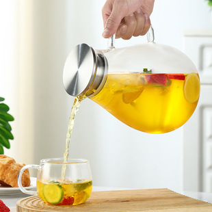 家用高硼硅冷水壶大容量可冷藏耐高温可加热玻璃凉水壶茶壶果汁壶