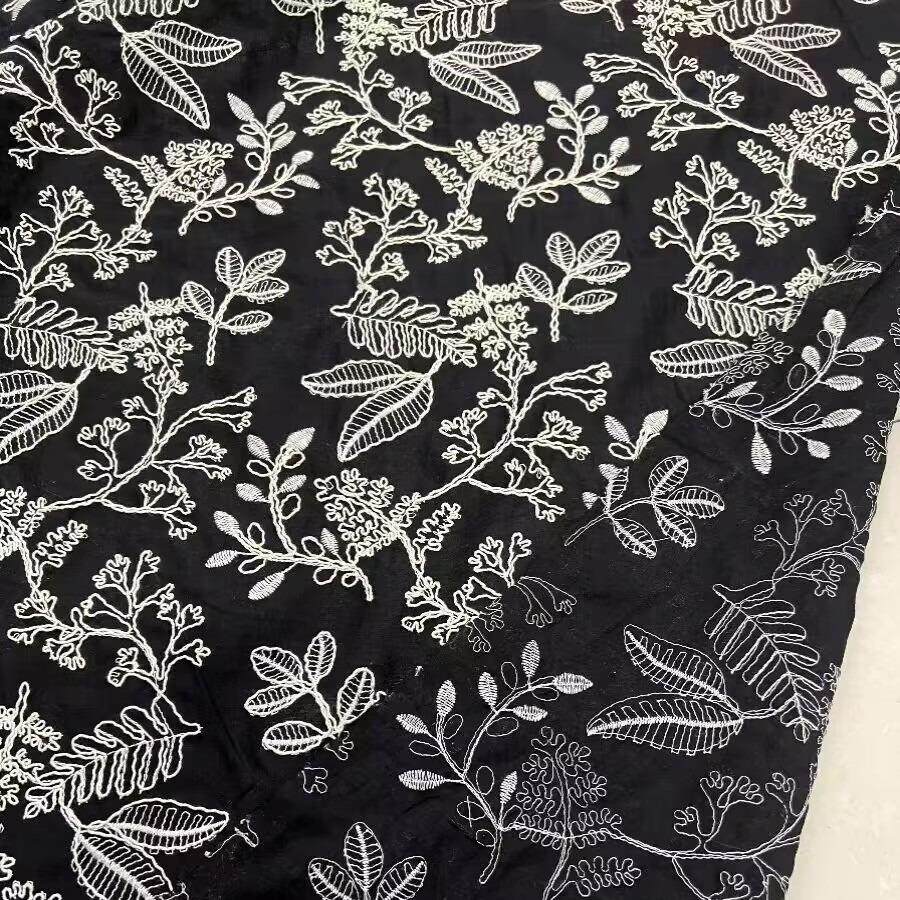 绣花镂空蕾丝花刺绣服装面料装饰韩版盖布料花卉植物棉纱布一米价