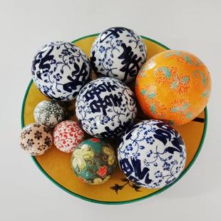 青花粉彩水中漂浮陶瓷球陶瓷家居饰品摆件摆设 新中式