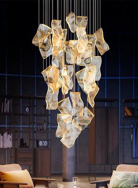 跨复式楼商场工大厅吊灯境北欧轻奢别寓墅公餐厅长吊灯led程定制