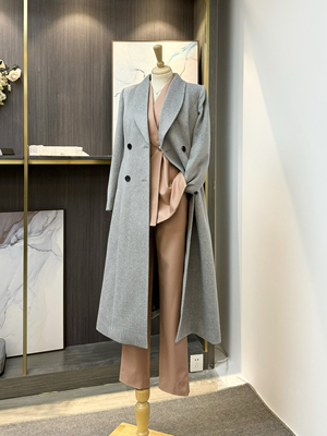 羊毛大衣女中长款过膝高端收腰显瘦正肩职业装2024秋冬新款高级灰