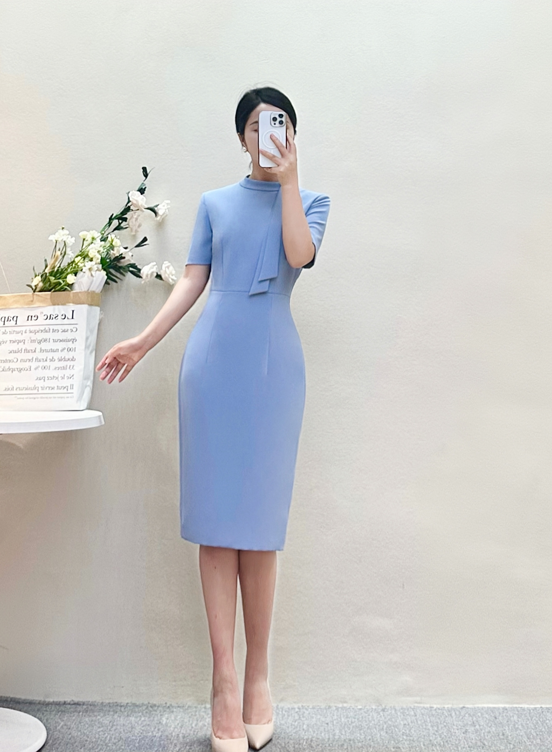 亿诺彩真品l短袖修身优雅包臀裙商务 空姐制服职业套装 案场客服