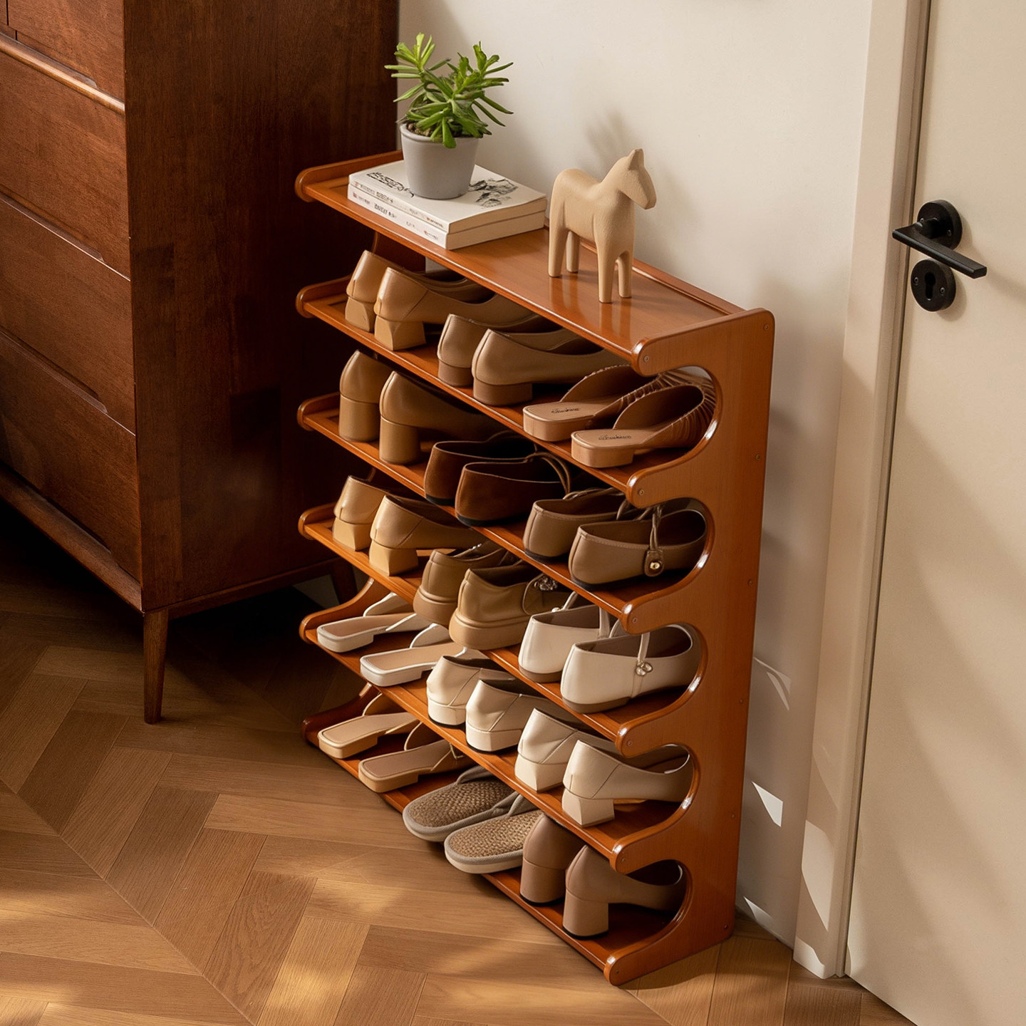 鞋架入户门家用门口多层结实耐用2026新小窄不占地方简易楠竹鞋柜