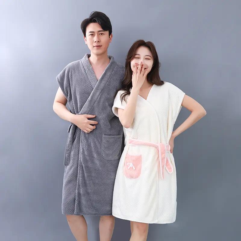 浴巾2025新款大人男款情侣款一对浴袍可穿式速干睡袍可裹洗澡女