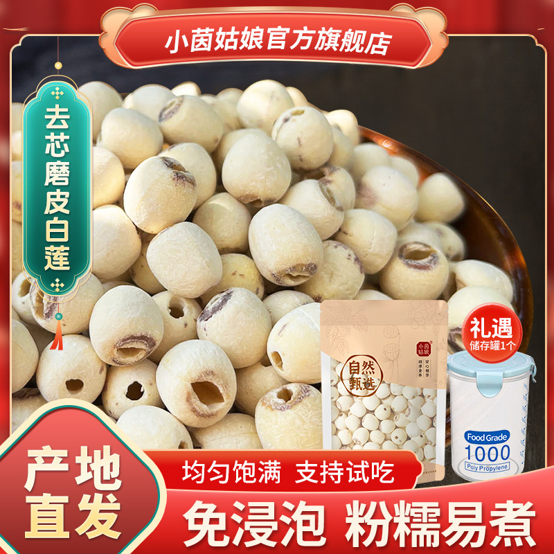 【小茵姑娘】湘潭优选去芯白莲500g 新鲜磨皮白莲子百合湘莲煲汤
