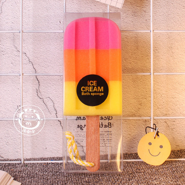 创意可爱雪糕吐司浴花摆件杯刷心洗澡免搓海绵