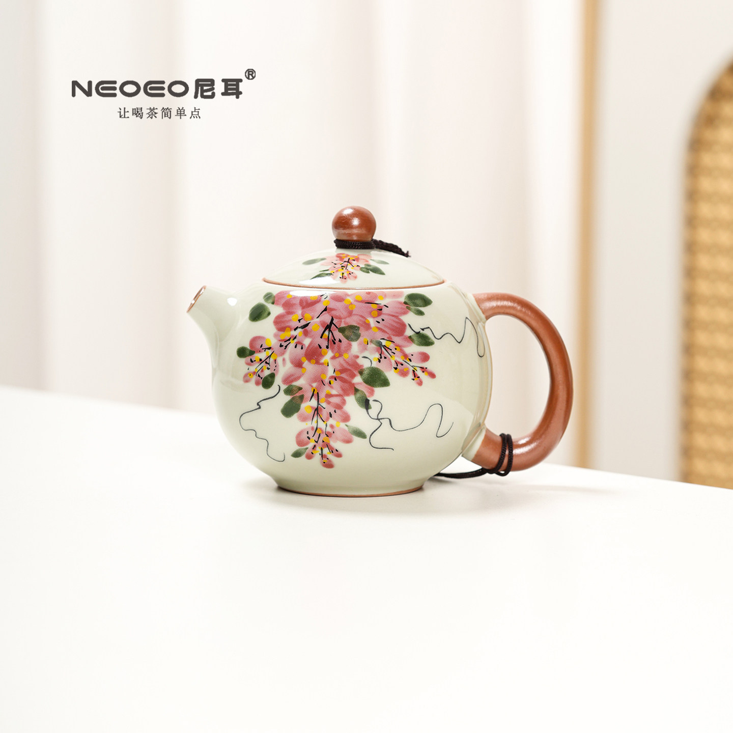 NEOEO尼耳紫藤花陶瓷西施壶家用茶壶泡茶壶防烫单壶中式功夫茶具