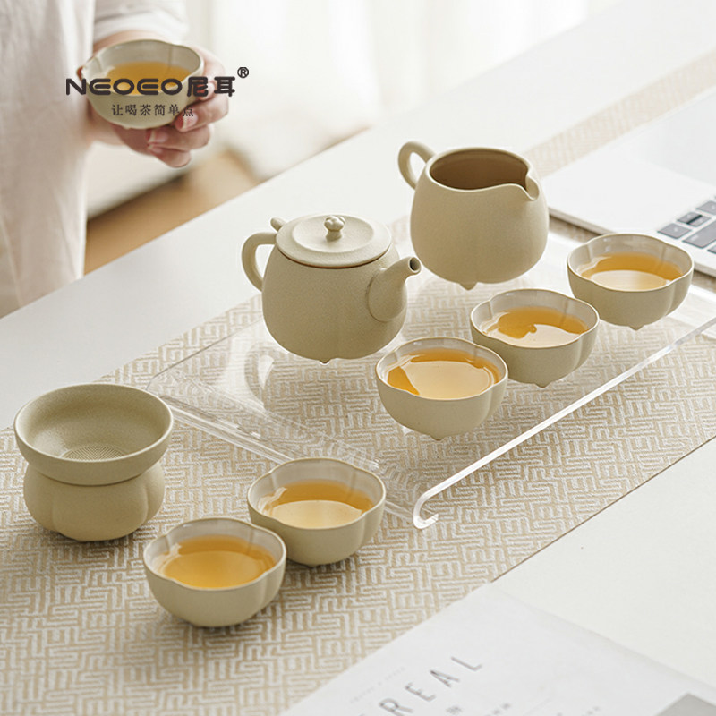 NEOEO尼耳粗陶磨砂自在旅行茶具茶壶茶杯套装户外便携式车载露营