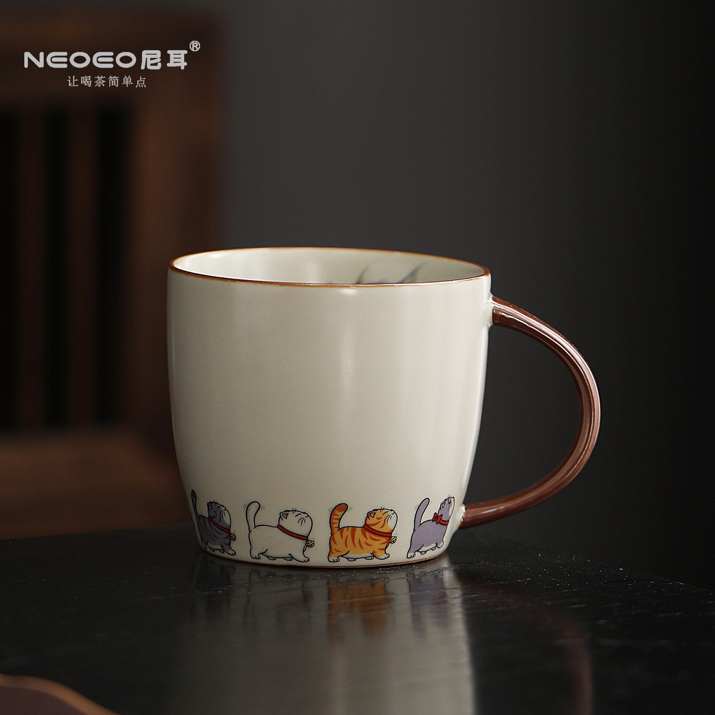 NEOEO尼耳汝窑茶杯办公杯陶瓷开片水杯个人专用泡茶杯单杯2026款