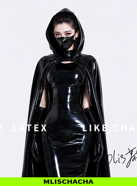 MLISCHACHA-mlis茶茶定制乳胶披风马来胶片latex时尚cos