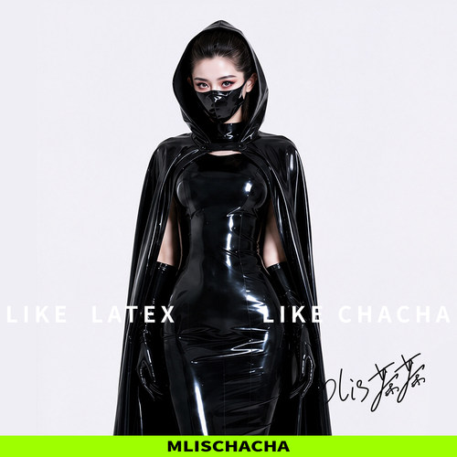 MLISCHACHA-mlis茶茶定制乳胶披风马来胶片latex时尚cos