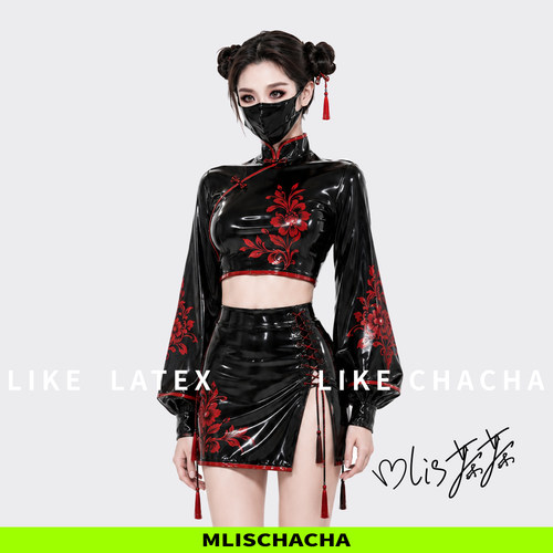 MLISCHACHA-mlis茶茶乳胶新中式改良旗袍定制马来胶片latex时尚