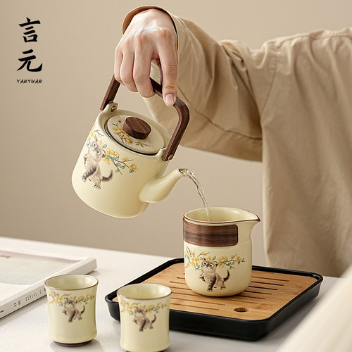 言元汝窑茶壶泡茶大容量提梁壶