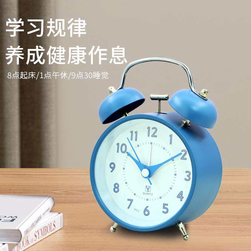 打铃闹钟超大声学生起床困难户用卧室静音走时儿童学习时尚小时钟