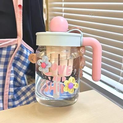 水杯女生玻璃杯办公室夏季高颜值茶水分离新款2025带吸管泡茶杯子