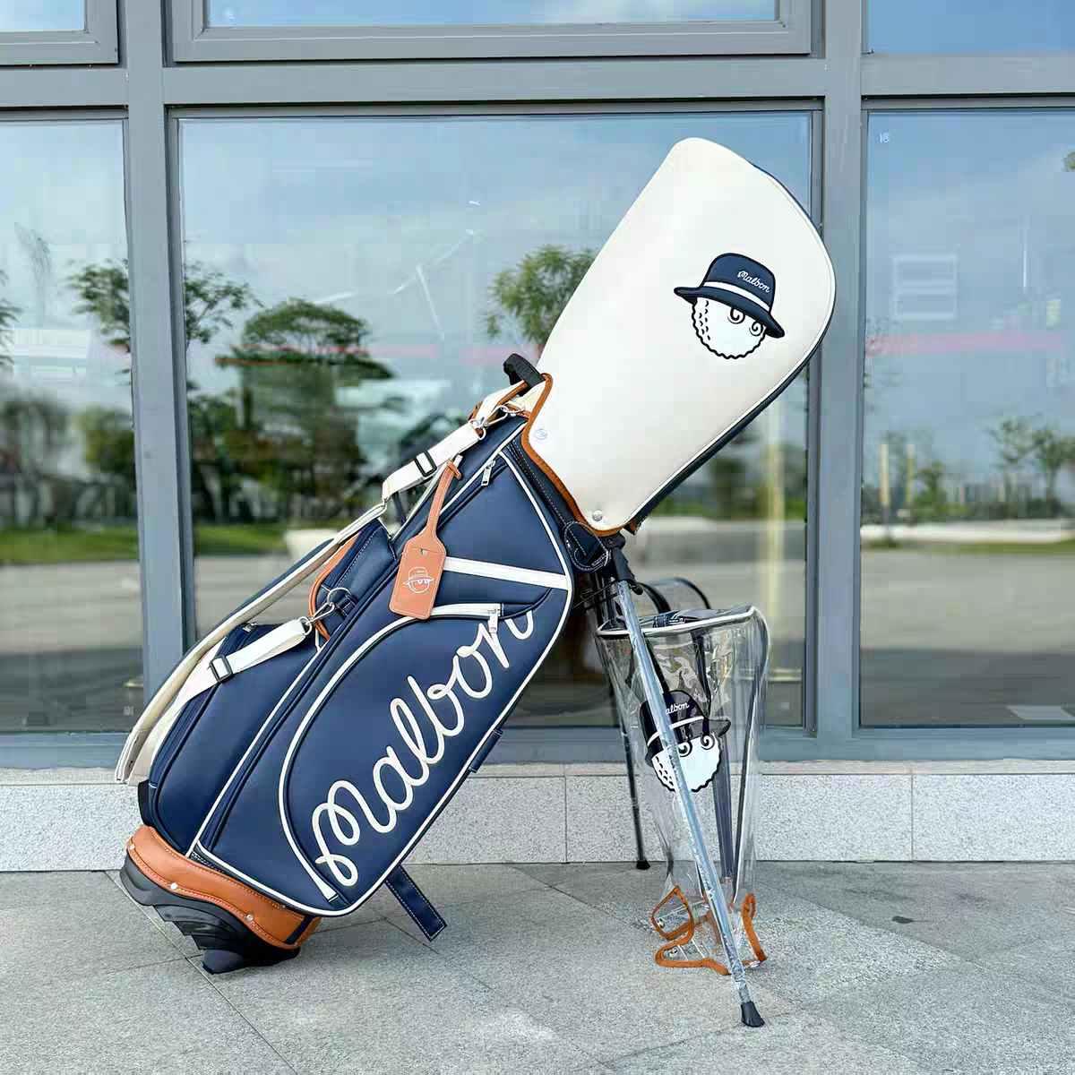 thumbnail for South Korea Malbon Golf Bag Men's and Women's 2025 New Fashion Portable Stand Bag Club Bag PU Waterproof