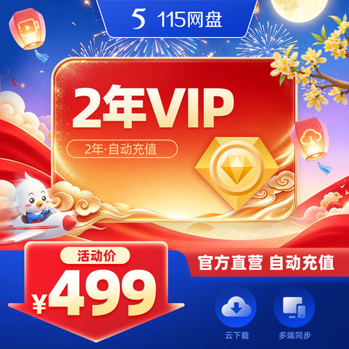 115网盘 2年VIP不额外赠送空间 官方直充 专享会员提速通道