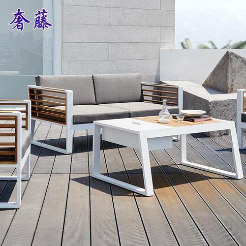 户外休墅闲沙庭院别花园外露金属沙发室外防水发708防晒铝合沙金