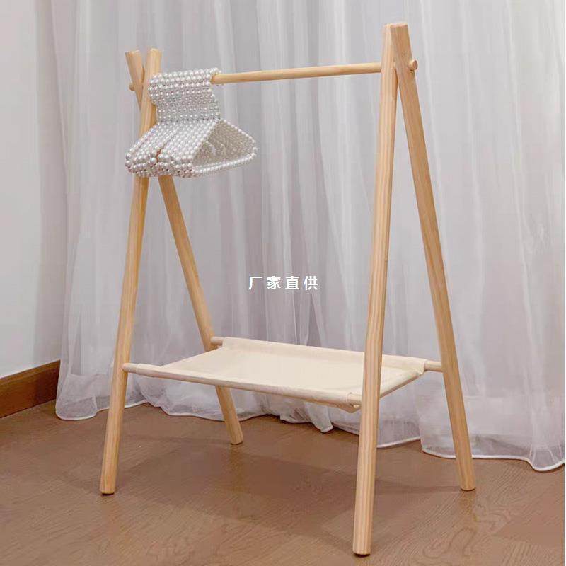 宠物衣架猫咪衣柜儿童简易衣帽架实木收纳架小型狗狗落地式衣架柜