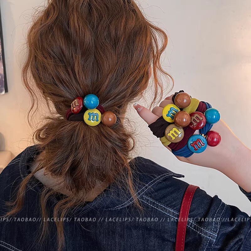 新款发绳橡皮筋彩色糖果发圈简约可爱扎马尾高弹力无痕头绳发饰女