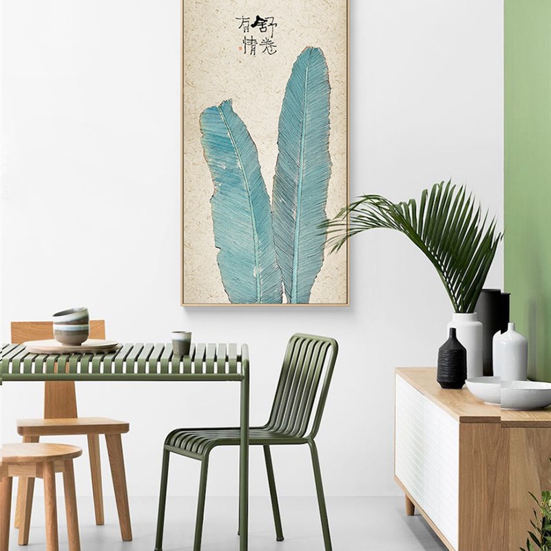 新中式水墨芭g蕉玄关装饰画竖版荷花走廊挂画过道植物壁画图片