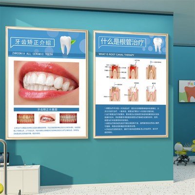 口腔诊所墙面装饰医院牙科门诊z软装形象文化贴纸宣传挂画广告海