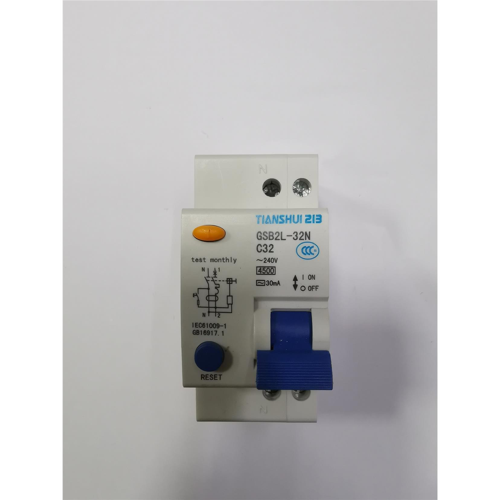 天水二一三GSB2L-32N 1P+N 漏电断路器 6A 10A 16A 20A 25A 32A