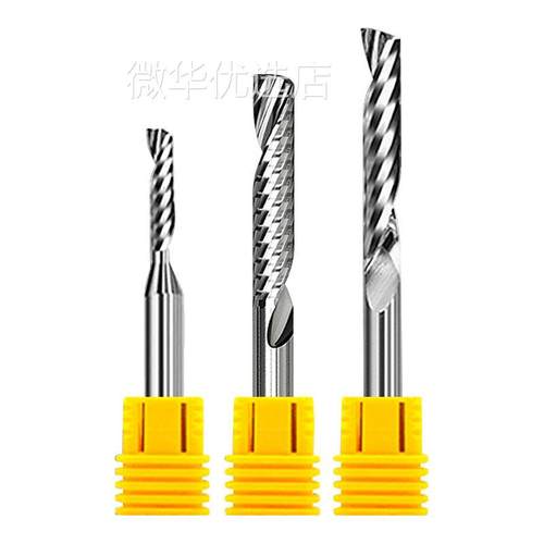3.175雕刻刀单刃螺旋钨钢铣刀电脑广告密度板数控雕刻机刀具刀头
