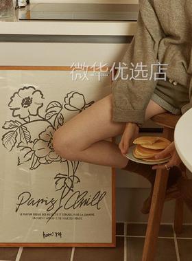 paris chill复古浪漫巴黎挂画法式风格手绘花朵装饰画海报壁画ins