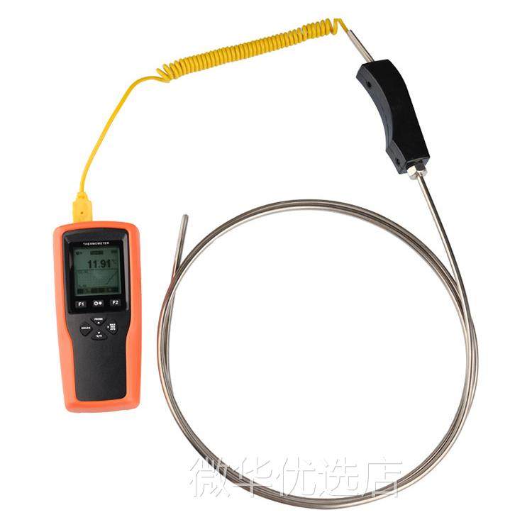 手持式k型铠装热电偶探头Wrnk-187/104M手柄探头型高温铝液温度测