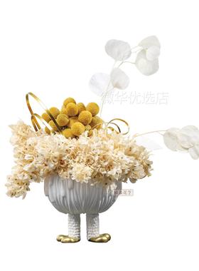 现代艺术黄色干花仿真花 样板间儿童房卧室床头柜桌面摆件