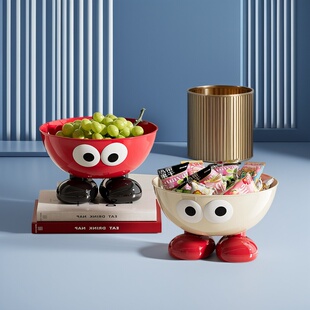 可爱卡通高脚水果盆高颜值过年大容量新年客厅氛围桌面零食摆放盘