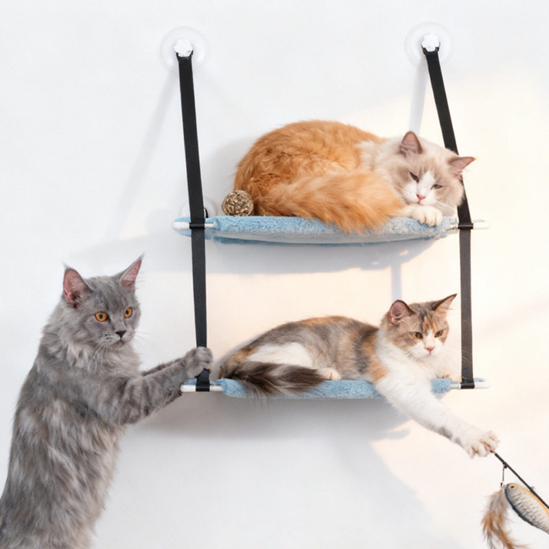 冬季双层猫窝悬挂式秋千宠物用品猫吊床吸盘挂窝自嗨吸盘猫窝