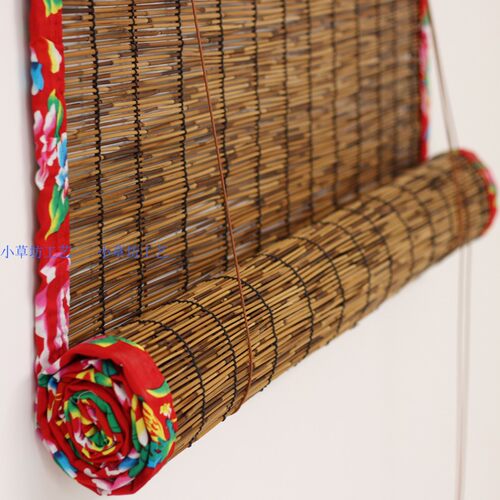 包边芦苇帘子复古草帘子竹帘遮阳帘卷帘窗帘农家乐帘装饰帘隔断帘