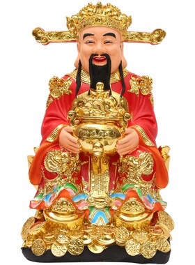 供奉家用财神爷佛像招财店铺办公室公司比干文财神爷摆件红衣财神