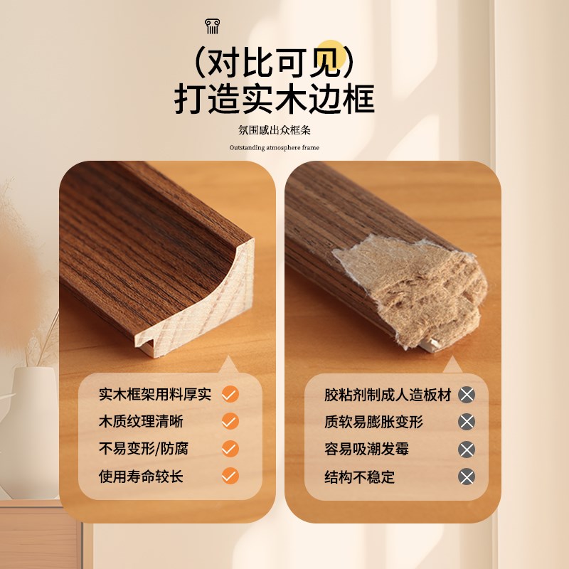 复古实木画框架装裱相框挂墙四开4k8k水彩素描a3a4纸油画拼图定制