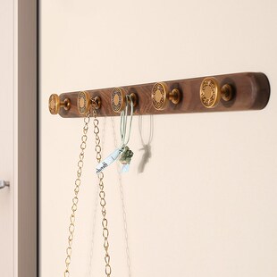 中式实木衣服挂钩免打孔门后挂衣架墙上壁挂入户玄关一排式衣帽钩