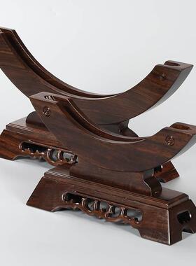 速发平安扣底8托架实茶圆形摆件支架瓷盘玉璧玉片石木饼圆盘置物7