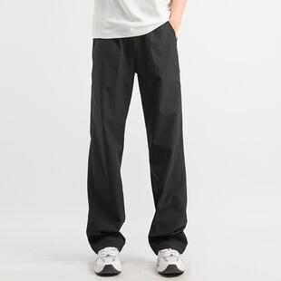 薄款 潮流百搭直筒裤 冰丝裤 子男宽松直筒男生运动裤 黑色休闲裤 夏季