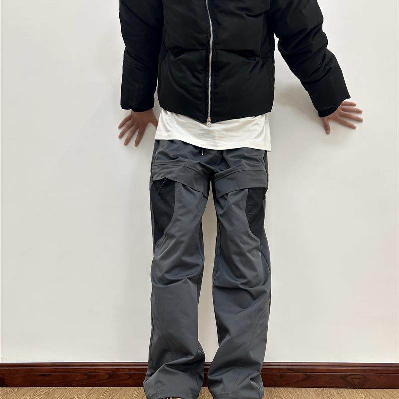 07QWER 秋季户外冲锋裤美式小众机能裤修身直筒大口袋薄款长裤