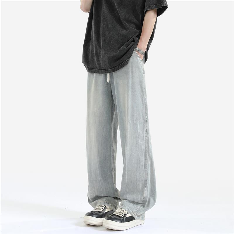 XWWF牛仔裤男夏季薄款美式潮牌宽松直筒长裤天丝垂感百搭高街裤子