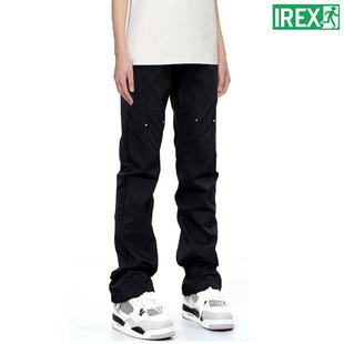 男女Vibe铆钉休闲长裤 百搭直筒裤 潮 高街修身 IREX欧美风春秋基础款