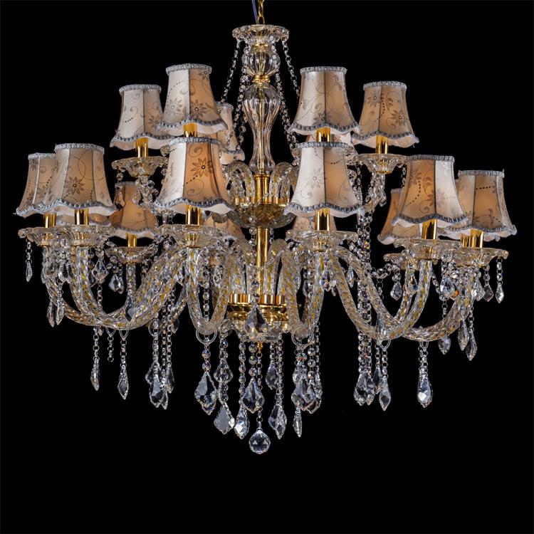 6头金色水晶吊灯螺纹管欧式蜡烛灯适合客厅卧室书房餐厅酒店客房