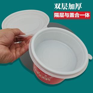 一次性餐盒圆形双层外卖汤面分离1250 1500ml打包盒两层面碗带盖