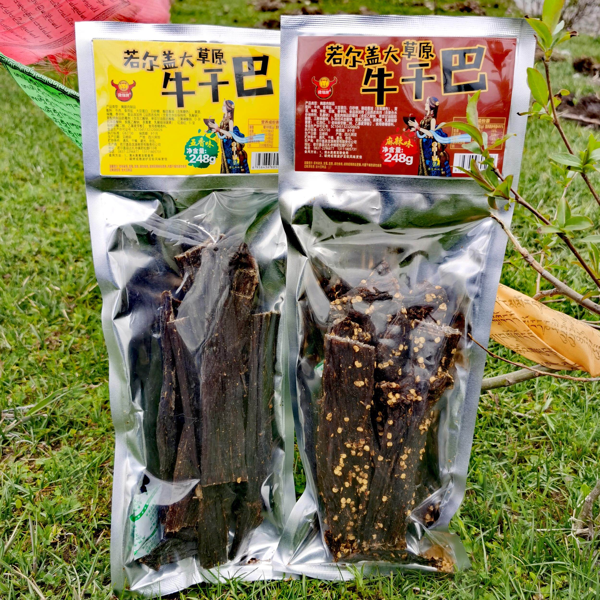九寨沟若尔盖大草原特产隆源牌休闲风干手撕牛肉干巴麻辣五香248g