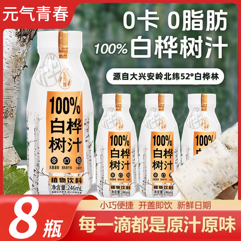 【不加一滴水】白桦树汁整箱8瓶0蔗糖0脂0卡植物饮料新品冲量直售,咖啡/麦片/冲饮,植物饮料,淘宝优惠券,粉丝福利购,淘宝优惠卷